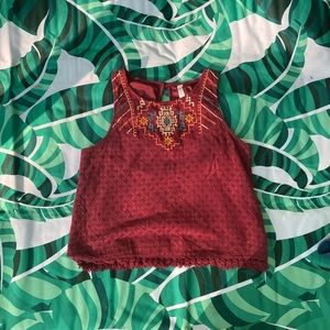 Embroidered lace crop top, size M